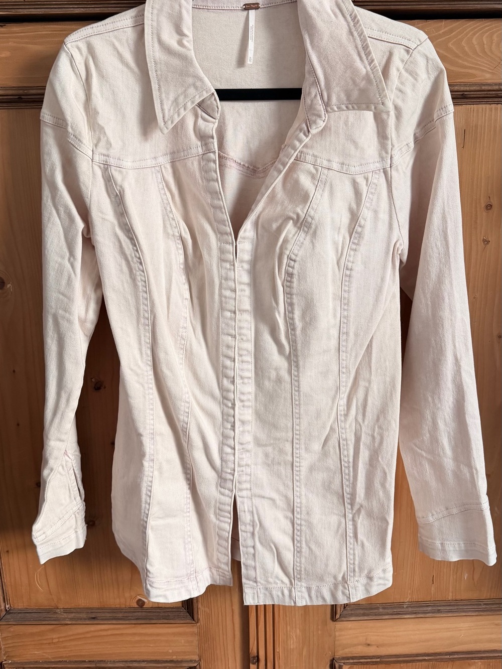 Free People Light Blush Button-Front Long Sleeve Shirt Jacket